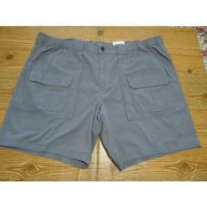 Croft & Barrow Cargo Shorts Men's 52 Big & Tall Side Elastic Gray Chino NWT(600)